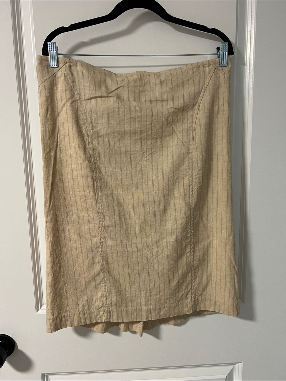 bebe Beige Pinstripe Midi Skirt